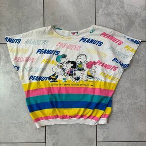 VINTAGE 80s Snoopy Charlie Brown Peanuts Gang Retro Shirt Size L Womens Rare